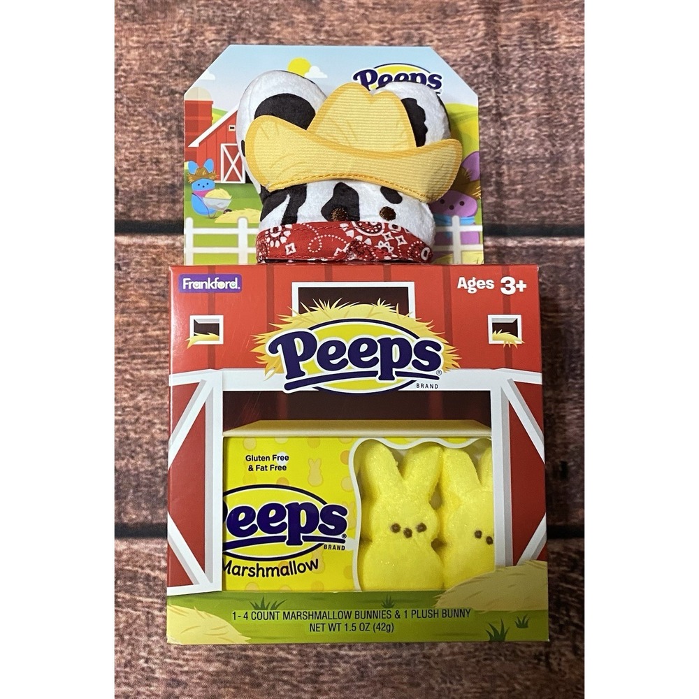 Peeps Peep Easter Bunny Plush Farm House Gift Set Marshmallow 1.5oz/4ct New